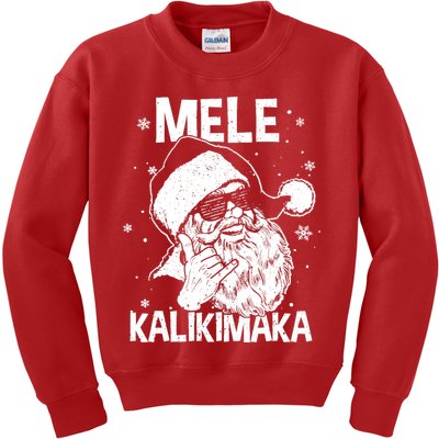 Mele Kalikimaka Santa Claus Shaka Hawaiian Christmas Hawaii Kids Sweatshirt