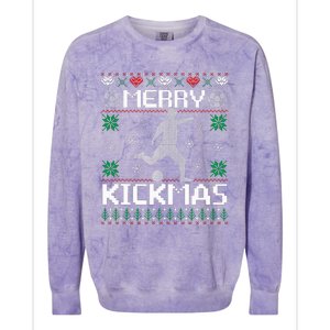 Merry Kickmas Soccer Player Sports Ugly Christmas Sweater Colorblast Crewneck Sweatshirt