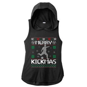 Merry Kickmas Soccer Player Sports Ugly Christmas Sweater Ladies PosiCharge Tri-Blend Wicking Draft Hoodie Tank