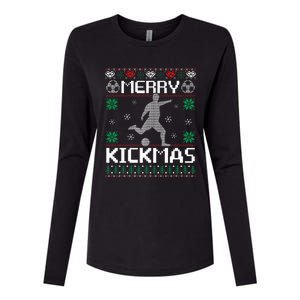 Merry Kickmas Soccer Player Sports Ugly Christmas Sweater Womens Cotton Relaxed Long Sleeve T-Shirt