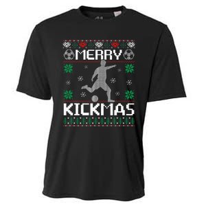 Merry Kickmas Soccer Player Sports Ugly Christmas Sweater Cooling Performance Crew T-Shirt