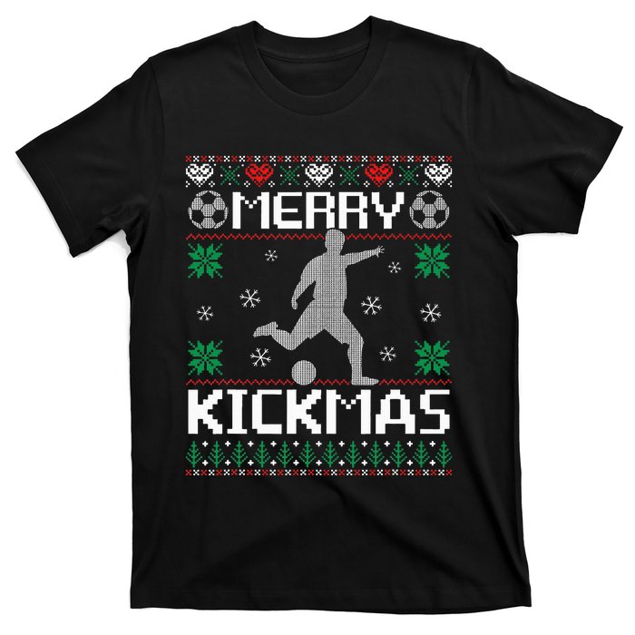 Merry Kickmas Soccer Player Sports Ugly Christmas Sweater T-Shirt