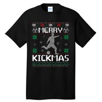 Merry Kickmas Soccer Player Sports Ugly Christmas Sweater Tall T-Shirt