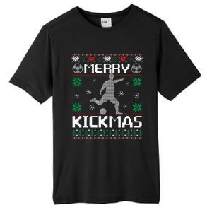 Merry Kickmas Soccer Player Sports Ugly Christmas Sweater Tall Fusion ChromaSoft Performance T-Shirt