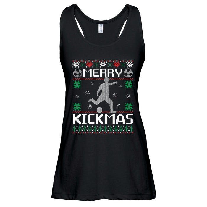 Merry Kickmas Soccer Player Sports Ugly Christmas Sweater Ladies Essential Flowy Tank