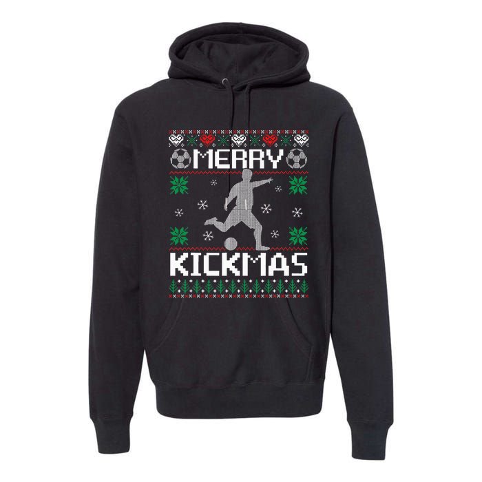 Merry Kickmas Soccer Player Sports Ugly Christmas Sweater Premium Hoodie