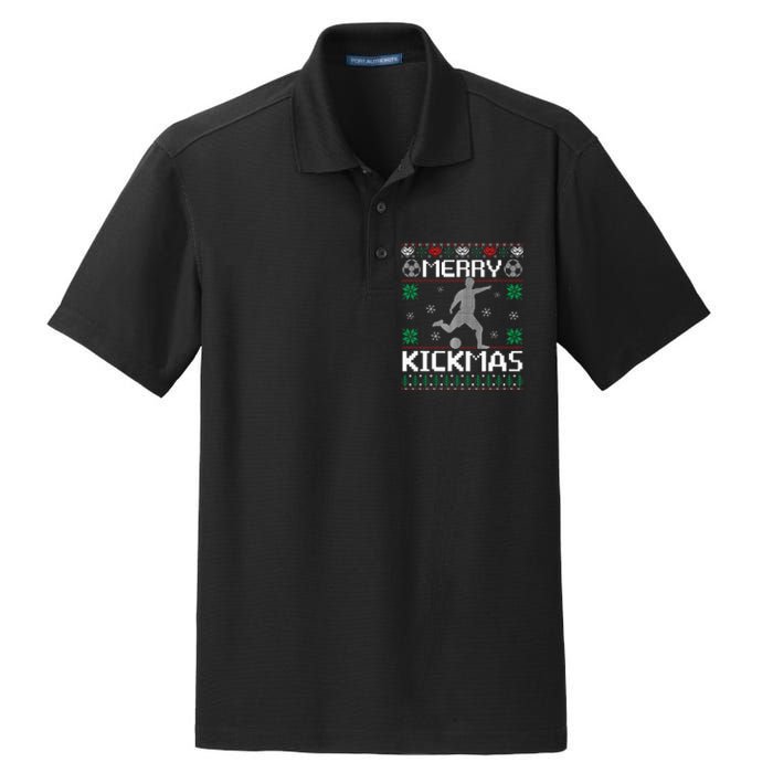 Merry Kickmas Soccer Player Sports Ugly Christmas Sweater Dry Zone Grid Polo