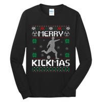 Merry Kickmas Soccer Player Sports Ugly Christmas Sweater Tall Long Sleeve T-Shirt