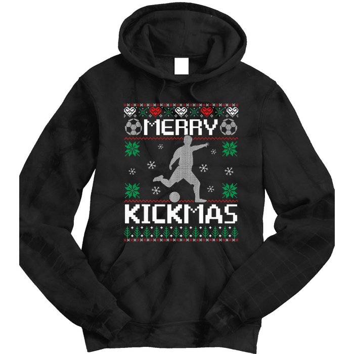 Merry Kickmas Soccer Player Sports Ugly Christmas Sweater Tie Dye Hoodie