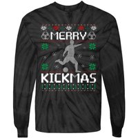 Merry Kickmas Soccer Player Sports Ugly Christmas Sweater Tie-Dye Long Sleeve Shirt