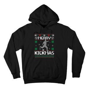 Merry Kickmas Soccer Player Sports Ugly Christmas Sweater Tall Hoodie