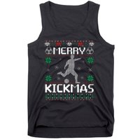 Merry Kickmas Soccer Player Sports Ugly Christmas Sweater Tank Top