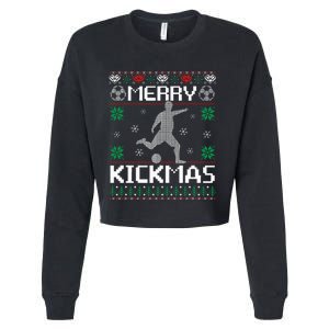 Merry Kickmas Soccer Player Sports Ugly Christmas Sweater Cropped Pullover Crew