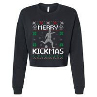 Merry Kickmas Soccer Player Sports Ugly Christmas Sweater Cropped Pullover Crew