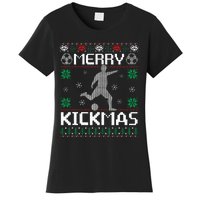 Merry Kickmas Soccer Player Sports Ugly Christmas Sweater Women's T-Shirt