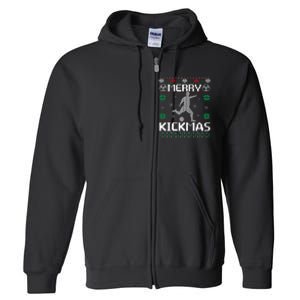 Merry Kickmas Soccer Player Sports Ugly Christmas Sweater Full Zip Hoodie