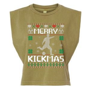 Merry Kickmas Soccer Player Sports Ugly Christmas Sweater Garment-Dyed Women's Muscle Tee