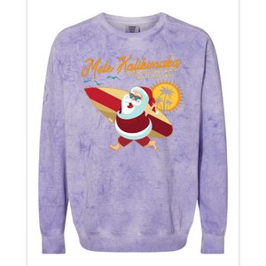 Mele Kalikimaka Surfer Santa Claus Colorblast Crewneck Sweatshirt