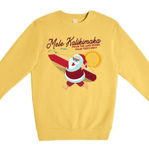 Mele Kalikimaka Surfer Santa Claus Premium Crewneck Sweatshirt