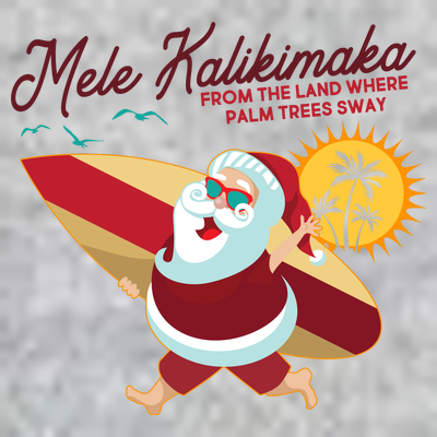 Mele Kalikimaka Surfer Santa Claus T-Shirt