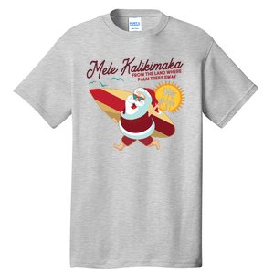 Mele Kalikimaka Surfer Santa Claus Tall T-Shirt