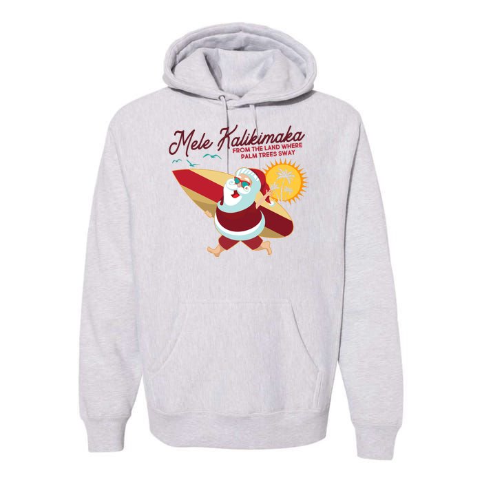 Mele Kalikimaka Surfer Santa Claus Premium Hoodie