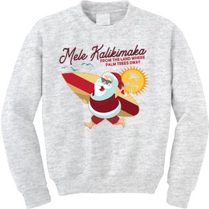 Mele Kalikimaka Surfer Santa Claus Kids Sweatshirt