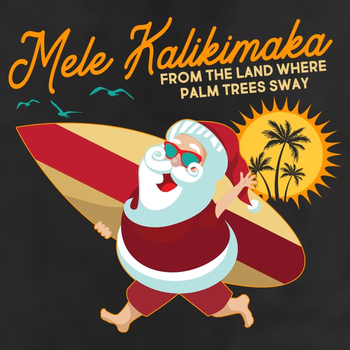 Mele Kalikimaka Surfer Santa Claus 7 Panel Mesh Trucker Snapback Hat