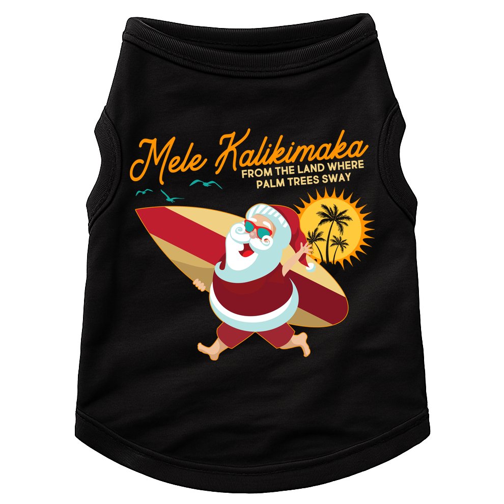 Mele Kalikimaka Surfer Santa Claus Doggie Tank