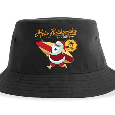 Mele Kalikimaka Surfer Santa Claus Sustainable Bucket Hat
