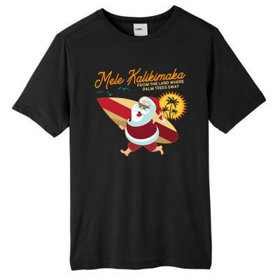 Mele Kalikimaka Surfer Santa Claus Tall Fusion ChromaSoft Performance T-Shirt