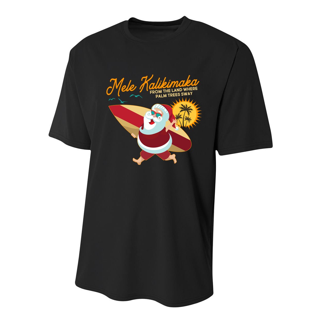 Mele Kalikimaka Surfer Santa Claus Youth Performance Sprint T-Shirt