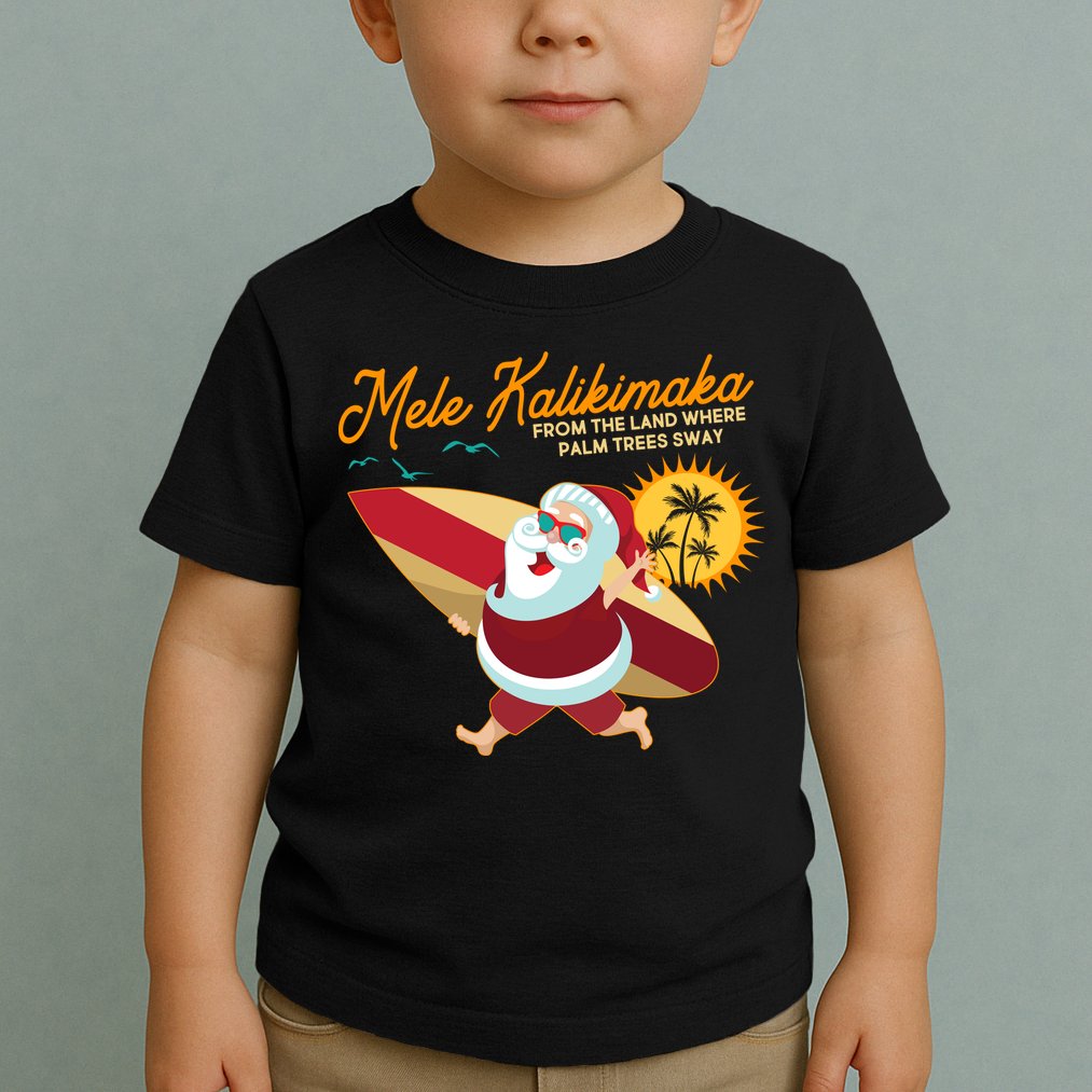 Mele Kalikimaka Surfer Santa Claus Toddler T-Shirt