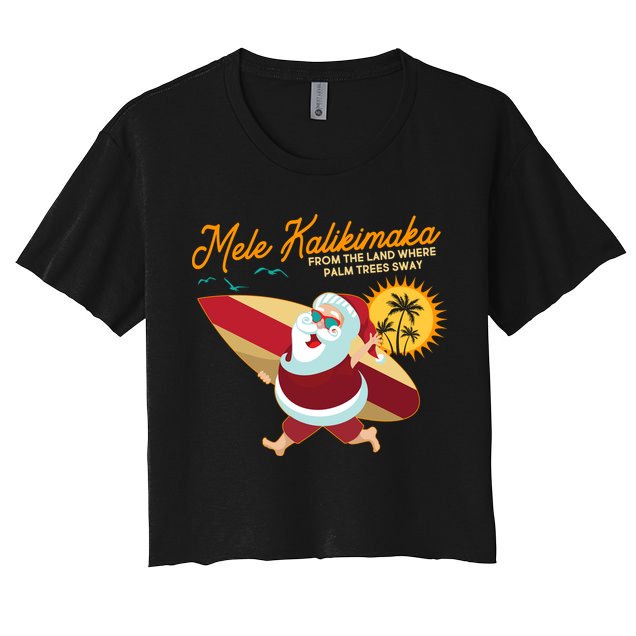 Mele Kalikimaka Surfer Santa Claus Crop Top