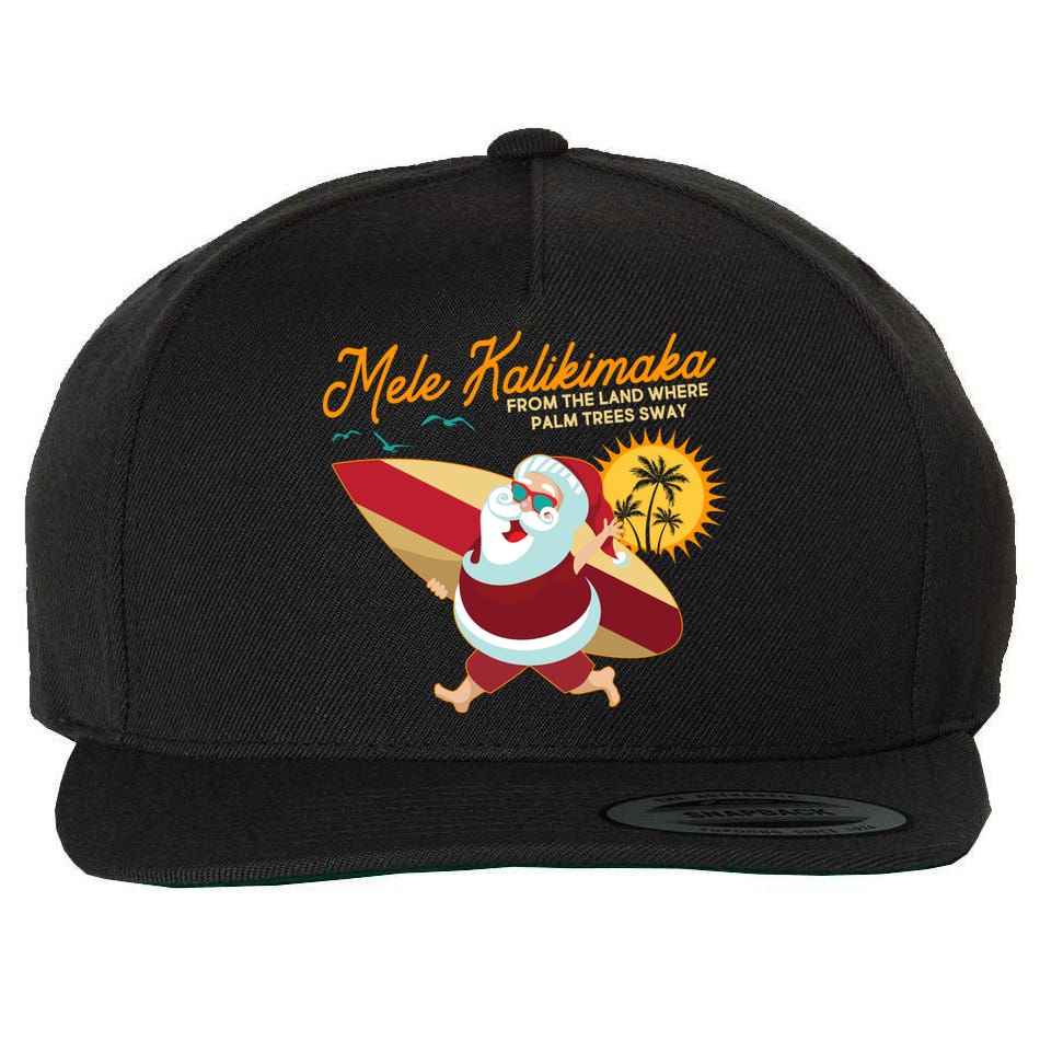 Mele Kalikimaka Surfer Santa Claus Wool Snapback Cap