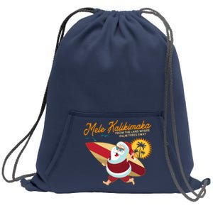 Mele Kalikimaka Surfer Santa Claus Sweatshirt Cinch Pack Bag