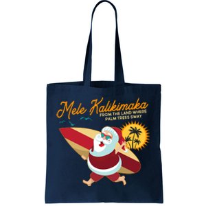 Mele Kalikimaka Surfer Santa Claus Tote Bag