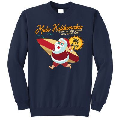 Mele Kalikimaka Surfer Santa Claus Tall Sweatshirt