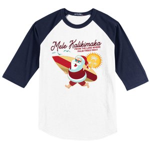 Mele Kalikimaka Surfer Santa Claus Baseball Sleeve Shirt