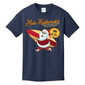 Mele Kalikimaka Surfer Santa Claus Kids T-Shirt