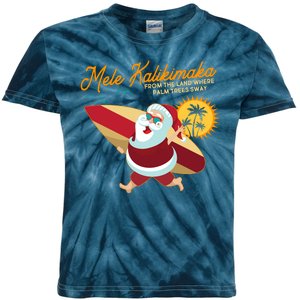 Mele Kalikimaka Surfer Santa Claus Kids Tie-Dye T-Shirt