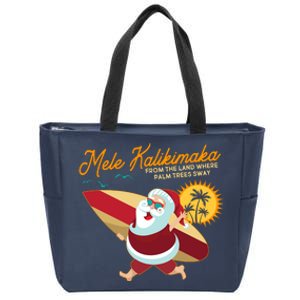 Mele Kalikimaka Surfer Santa Claus Zip Tote Bag