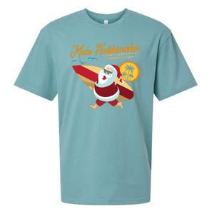 Mele Kalikimaka Surfer Santa Claus Sueded Cloud Jersey T-Shirt