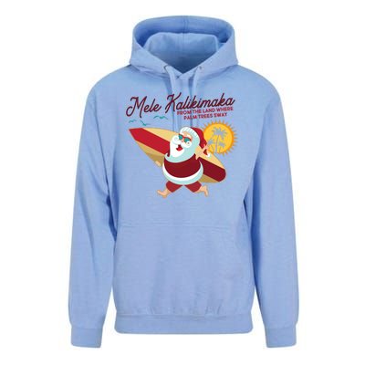 Mele Kalikimaka Surfer Santa Claus Unisex Surf Hoodie