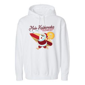 Mele Kalikimaka Surfer Santa Claus Garment-Dyed Fleece Hoodie