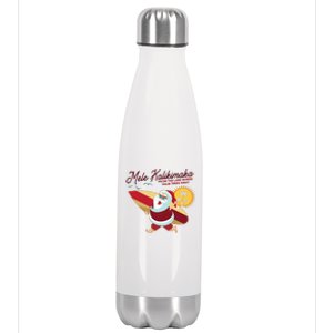 Mele Kalikimaka Surfer Santa Claus Stainless Steel Insulated Water Bottle