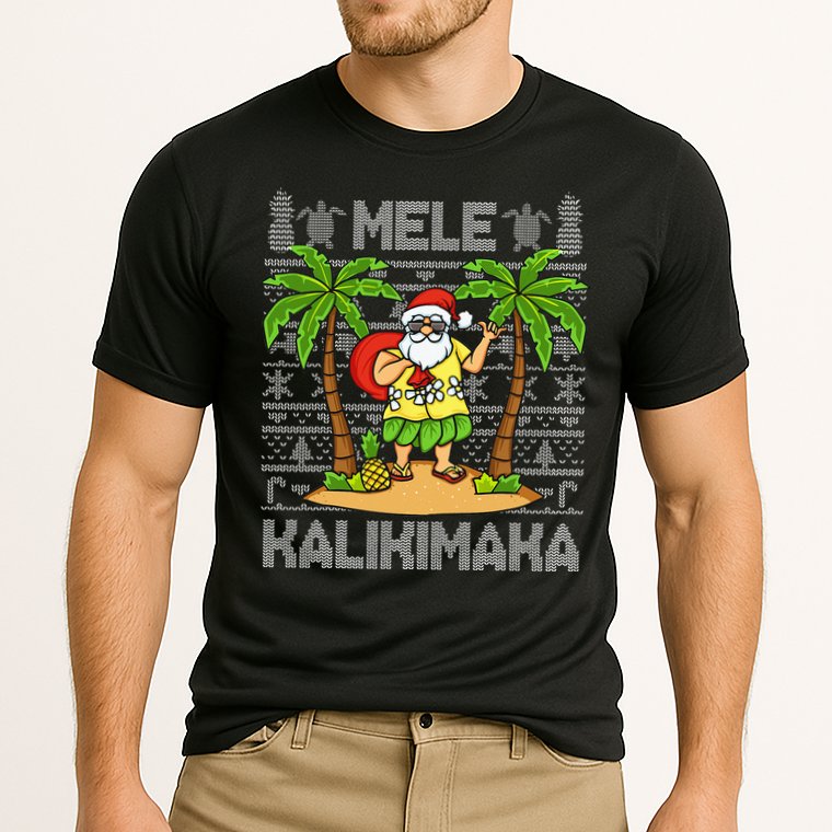 Mele Kalikimaka Santa Claus Hawaiian Christmas In July Cooling Performance Crew T-Shirt