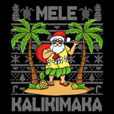 Mele Kalikimaka Santa Claus Hawaiian Christmas In July T-Shirt