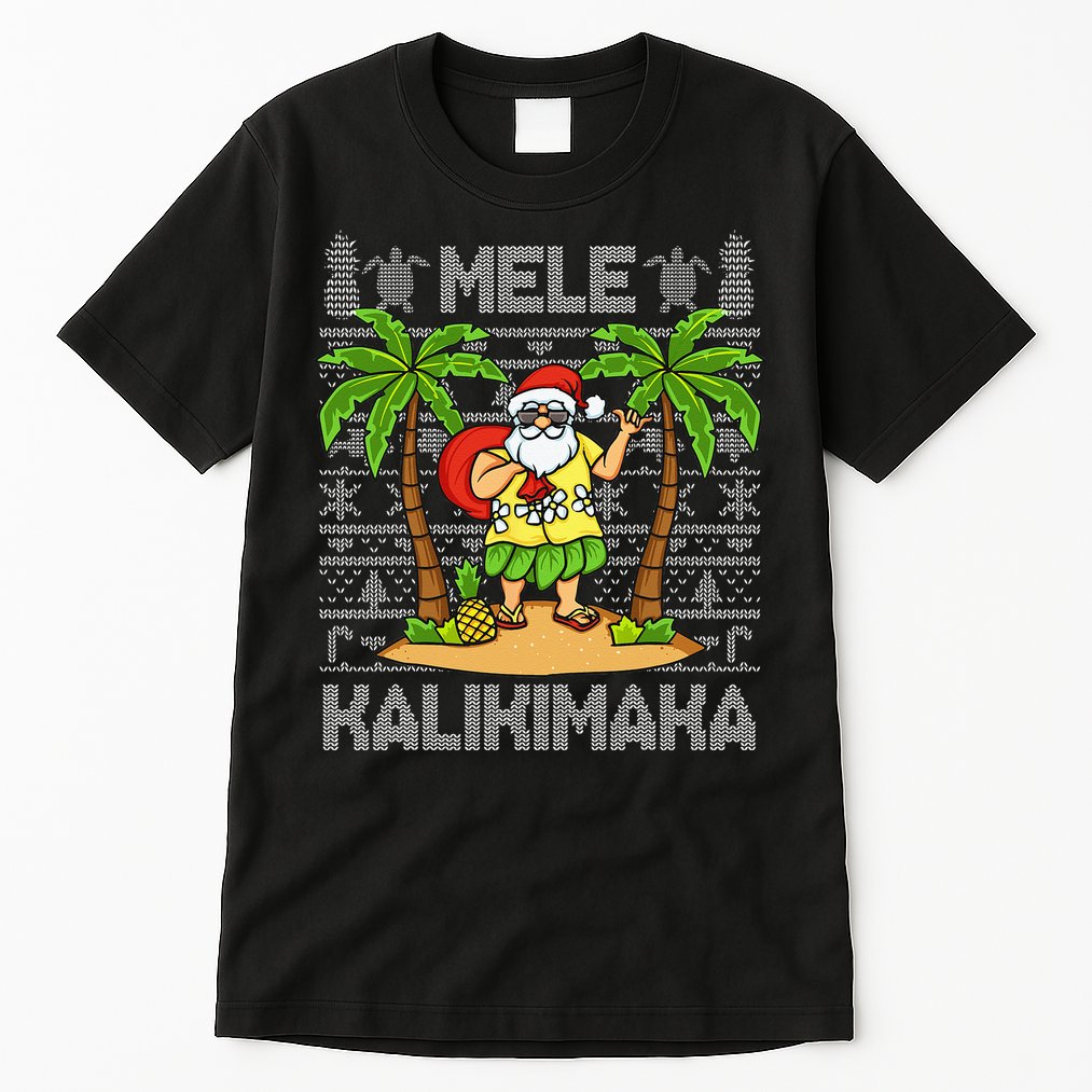 Mele Kalikimaka Santa Claus Hawaiian Christmas In July Tall T-Shirt