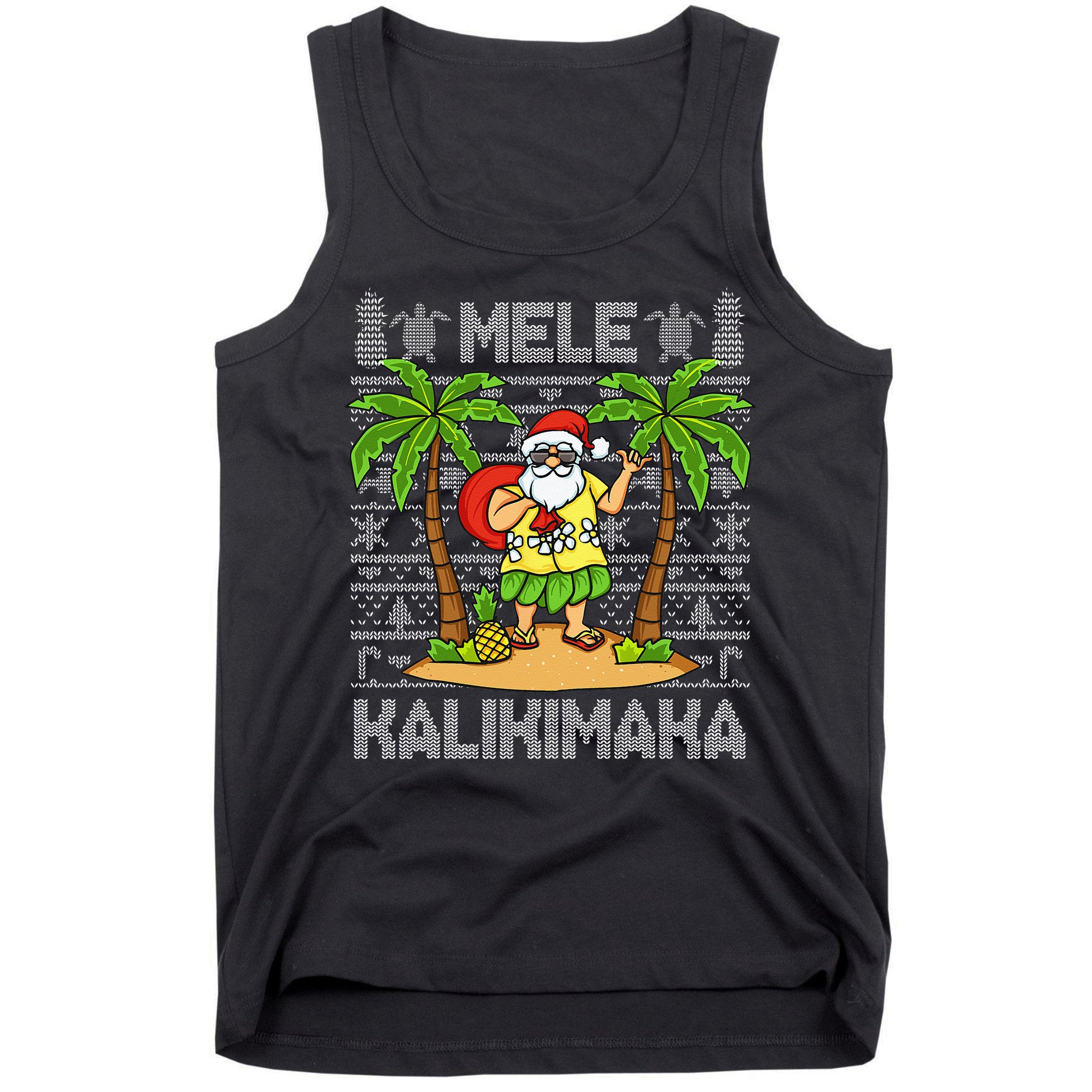 Mele Kalikimaka Santa Claus Hawaiian Christmas In July Tank Top